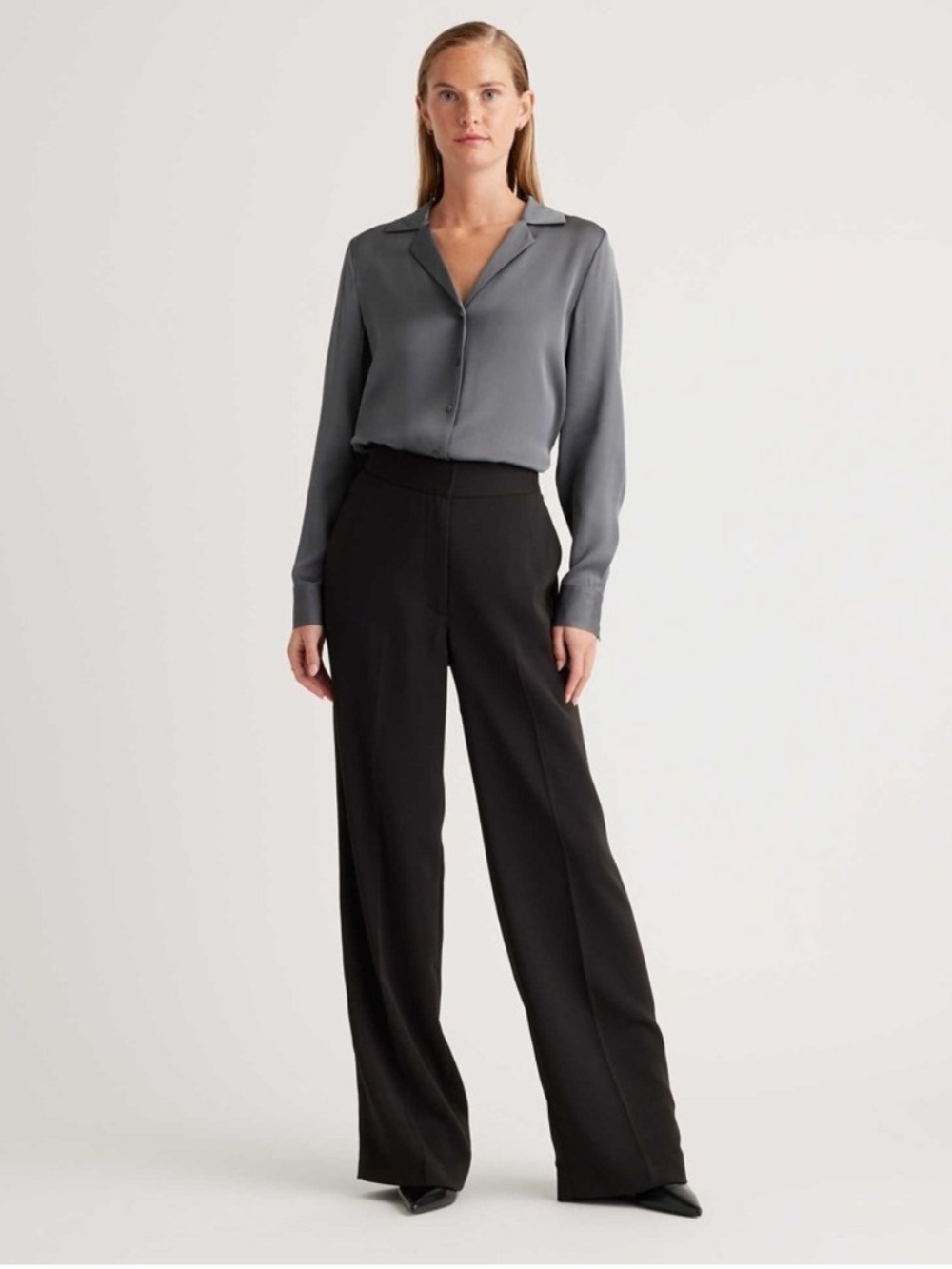 Quince Stretch Crepe Classic Trouser Pants Womens Black Size 4 New With Tags